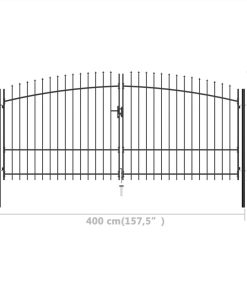 Double Door Fence Gate With Spear Top 400x225 Cm -Room Double Door Fence Gate with Spear Top 400x225 cm 454497 5