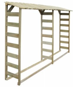 Double Firewood Storage Shed 300x44x176 Cm Impregnated Pinewood