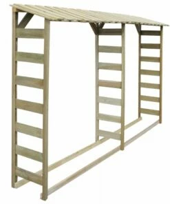 Double Firewood Storage Shed 300x44x176 Cm Impregnated Pinewood