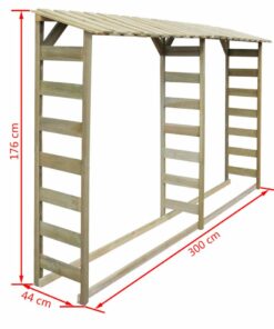 Double Firewood Storage Shed 300x44x176 Cm Impregnated Pinewood 5 Double Firewood Storage Shed 300x44x176 Cm Impregnated Pinewood -Room Double Firewood Storage Shed 300x44x176 cm Impregnated Pinewood 429225 3
