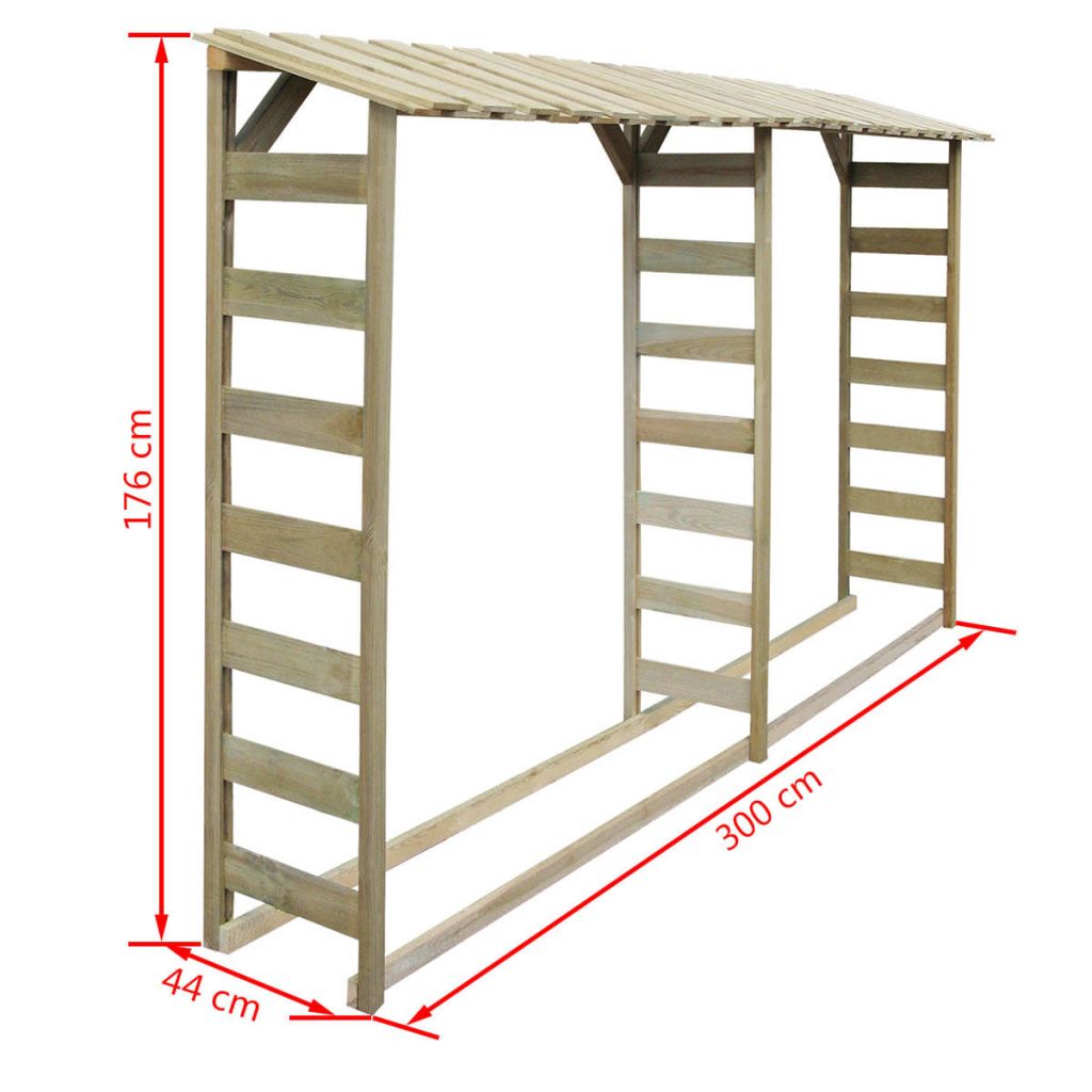 Double Firewood Storage Shed 300x44x176 cm Impregnated Pinewood Double Firewood Storage Shed 300x44x176 Cm Impregnated Pinewood -Room Double Firewood Storage Shed 300x44x176 cm Impregnated Pinewood 429225 3