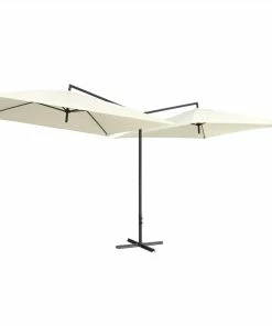 Double Parasol With Steel Pole 250x250 Cm Sand White