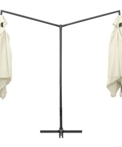 Double Parasol With Steel Pole 250x250 Cm Sand White -Room Double Parasol with Steel Pole 250x250 cm Sand White 467375 3