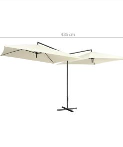 Double Parasol With Steel Pole 250x250 Cm Sand White -Room Double Parasol with Steel Pole 250x250 cm Sand White 467375 4