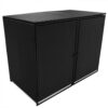 Double Wheelie Bin Shed Poly Rattan Black 148x80x111 Cm