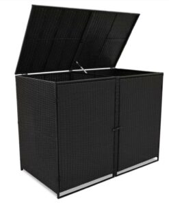 Double Wheelie Bin Shed Poly Rattan Black 148x80x111 Cm -Room Double Wheelie Bin Shed Poly Rattan Black 148x80x111 cm 443446 2