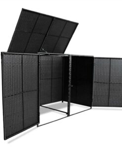 Double Wheelie Bin Shed Poly Rattan Black 148x80x111 Cm -Room Double Wheelie Bin Shed Poly Rattan Black 148x80x111 cm 443446 3