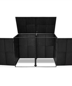 Double Wheelie Bin Shed Poly Rattan Black 148x80x111 Cm -Room Double Wheelie Bin Shed Poly Rattan Black 148x80x111 cm 443446 4