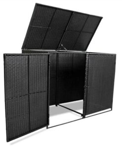 Double Wheelie Bin Shed Poly Rattan Black 148x80x111 Cm -Room Double Wheelie Bin Shed Poly Rattan Black 148x80x111 cm 443446 5