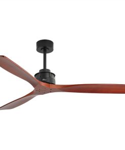 60" Metal Ceiling Fan Lamp With 3 Wooden Blades, And Remote Control, For Living Room, Bedroom, Corridor, Dining Room - Black + Red -Room Elegant Ceiling Fan with Remote Control 3 Mahogany Solid Wood Blades 60 Inches Suitable for Indoor and Outdoor 461837 1
