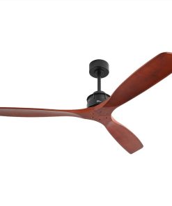 60" Metal Ceiling Fan Lamp With 3 Wooden Blades, And Remote Control, For Living Room, Bedroom, Corridor, Dining Room - Black + Red -Room Elegant Ceiling Fan with Remote Control 3 Mahogany Solid Wood Blades 60 Inches Suitable for Indoor and Outdoor 461837 2