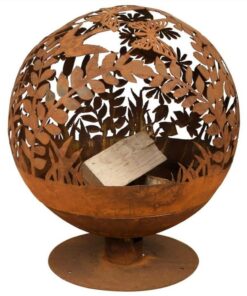 Esschert Design Fire Pit Laser Cut Flowers Rust FF294