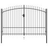 Fence Gate Double Door With Spike Top Steel 3x1.75 M Black