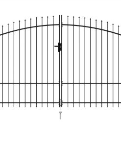 Fence Gate Double Door With Spike Top Steel 3x1.75 M Black