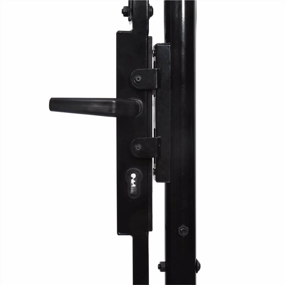 Fence Gate Double Door with Spike Top Steel 3x1.75 m Black Fence Gate Double Door With Spike Top Steel 3x1.75 M Black -Room Fence Gate Double Door with Spike Top Steel 3x1 75 m Black 447905 3