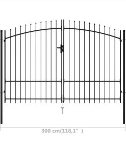 Fence Gate Double Door With Spike Top Steel 3x1.75 M Black 6 Fence Gate Double Door With Spike Top Steel 3x1.75 M Black -Room Fence Gate Double Door with Spike Top Steel 3x1 75 m Black 447905 4