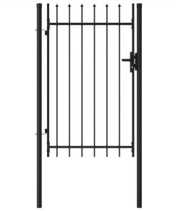 Fence Gate Single Door With Spike Top Steel 1x1.5 M Black
