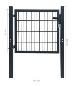 Fence Gate Steel Anthracite 103x150 Cm 7 Fence Gate Steel Anthracite 103x150 Cm -Room Fence Gate Steel Anthracite 103x150 cm 443588 5