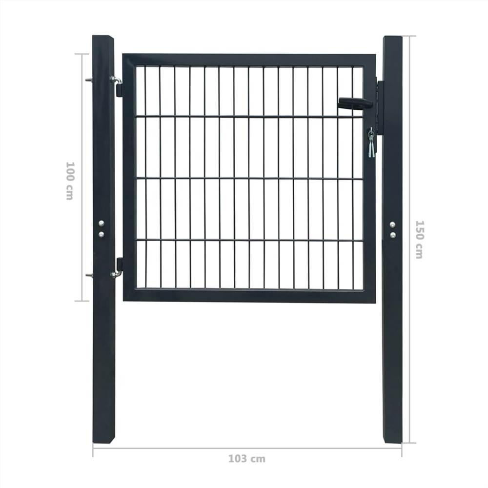 Fence Gate Steel Anthracite 103x150 cm Fence Gate Steel Anthracite 103x150 Cm -Room Fence Gate Steel Anthracite 103x150 cm 443588 5