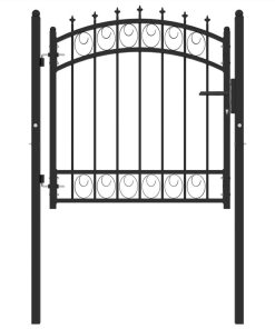 Fence Gate With Spikes Steel 100x100 Cm Black