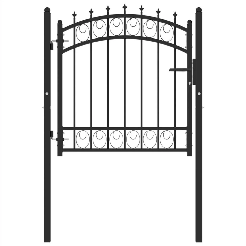 Fence Gate With Spikes Steel 100x100 Cm Black