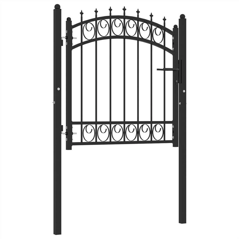 Fence Gate With Spikes Steel 100x100 Cm Black - Image 2