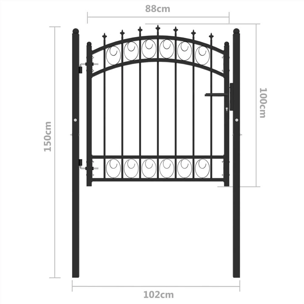 Fence Gate With Spikes Steel 100x100 Cm Black - Image 5