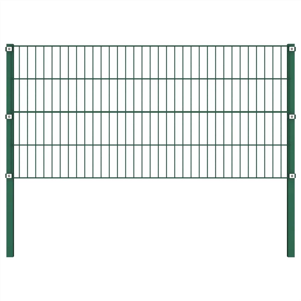 Fence Panel with Posts Iron 1.7x0.8 m Green Fence Panel With Posts Iron 1.7x0.8 M Green -Room Fence Panel with Posts Iron 1 7x0 8 m Green 448373 0
