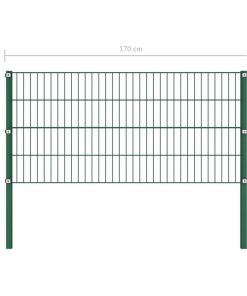 Fence Panel With Posts Iron 1.7x0.8 M Green 5 Fence Panel With Posts Iron 1.7x0.8 M Green -Room Fence Panel with Posts Iron 1 7x0 8 m Green 448373 3