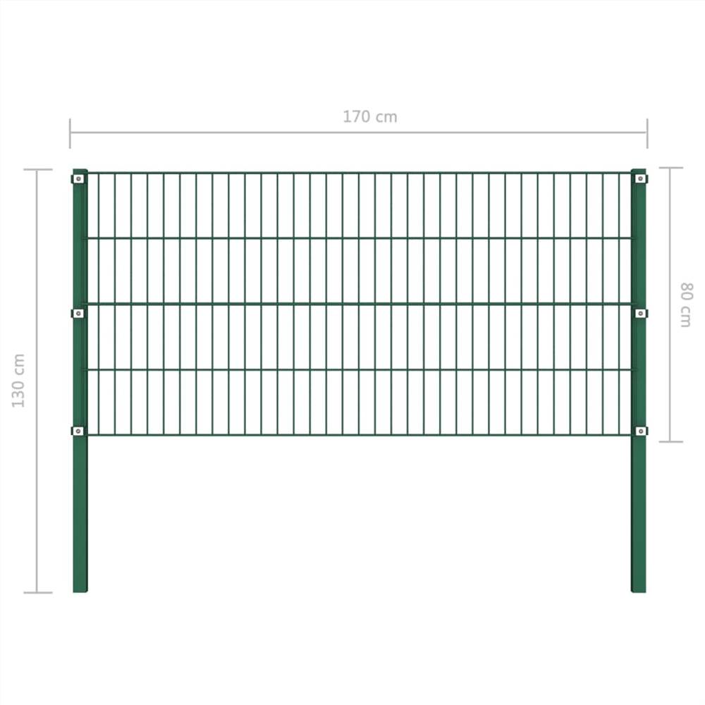 Fence Panel with Posts Iron 1.7x0.8 m Green Fence Panel With Posts Iron 1.7x0.8 M Green -Room Fence Panel with Posts Iron 1 7x0 8 m Green 448373 3