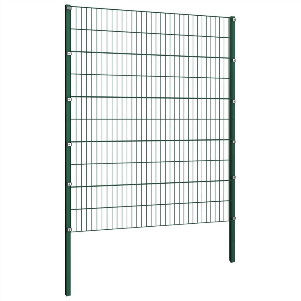 Fence Panel with Posts Iron 1.7x2 m Green Fence Panel With Posts Iron 1.7x2 M Green -Room Fence Panel with Posts Iron 1 7x2 m Green 457540 1