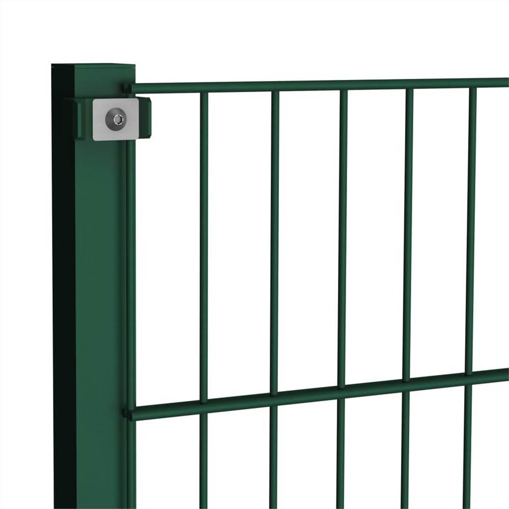 Fence Panel with Posts Iron 1.7x2 m Green Fence Panel With Posts Iron 1.7x2 M Green -Room Fence Panel with Posts Iron 1 7x2 m Green 457540 2