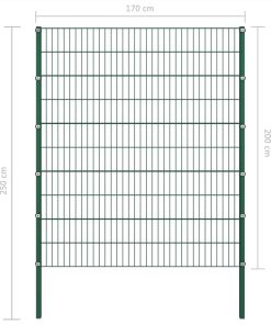 Fence Panel With Posts Iron 1.7x2 M Green 5 Fence Panel With Posts Iron 1.7x2 M Green -Room Fence Panel with Posts Iron 1 7x2 m Green 457540 3