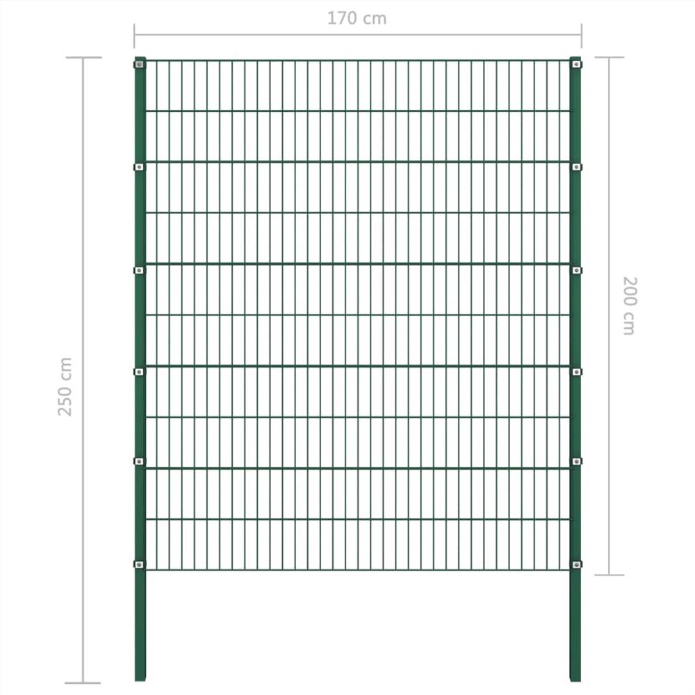 Fence Panel with Posts Iron 1.7x2 m Green Fence Panel With Posts Iron 1.7x2 M Green -Room Fence Panel with Posts Iron 1 7x2 m Green 457540 3