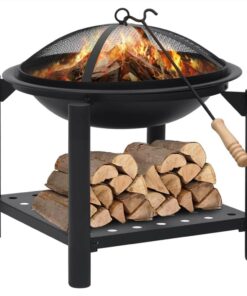 Fire Pit With Poker 54x54x55 Cm Steel