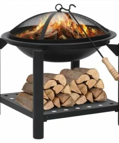 Fire Pit With Poker 54x54x55 Cm Steel