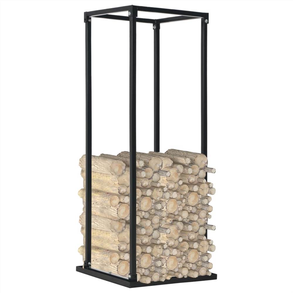 Firewood Rack with Base Black 37x37x113 cm Steel Firewood Rack With Base Black 37x37x113 Cm Steel -Room Firewood Rack with Base Black 37x37x113 cm Steel 438914 1