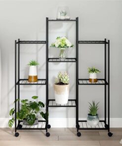 Flower Stand With Wheels 83x25x103.5 Cm Black Iron