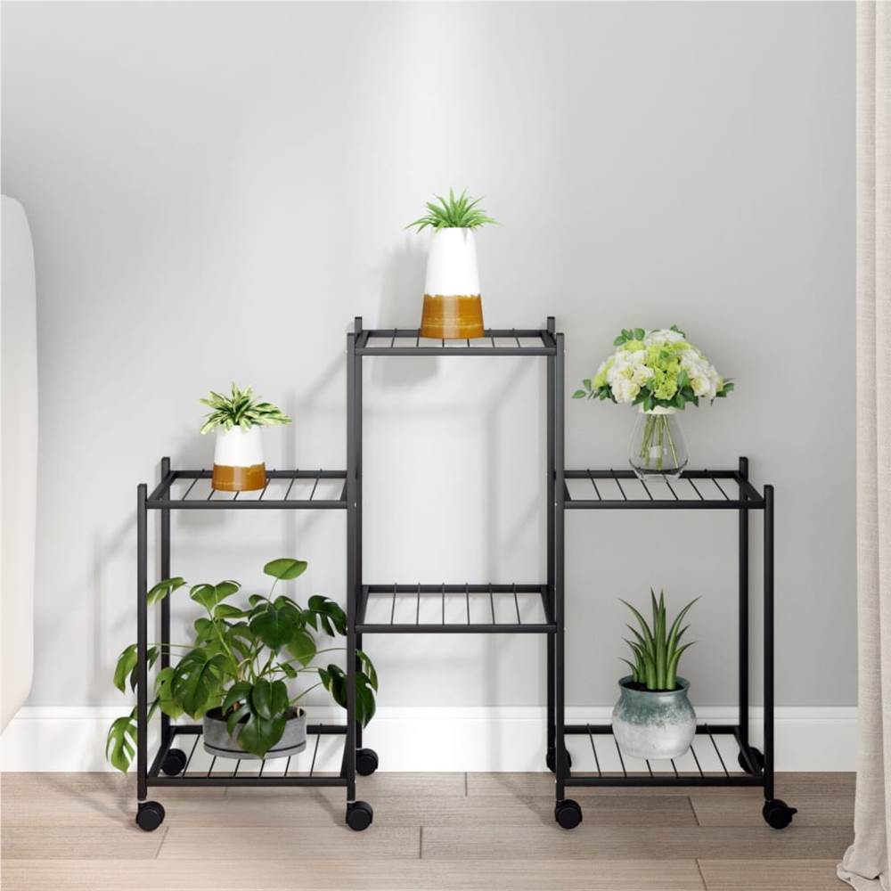 Flower Stand with Wheels 83x25x63.5 cm Black Iron Flower Stand With Wheels 83x25x63.5 Cm Black Iron -Room Flower Stand with Wheels 83x25x63 5 cm Black Iron 515429 0