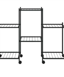 Flower Stand With Wheels 83x25x63.5 Cm Black Iron 4 Flower Stand With Wheels 83x25x63.5 Cm Black Iron -Room Flower Stand with Wheels 83x25x63 5 cm Black Iron 515429 2