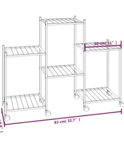Flower Stand With Wheels 83x25x63.5 Cm Black Iron 7 Flower Stand With Wheels 83x25x63.5 Cm Black Iron -Room Flower Stand with Wheels 83x25x63 5 cm Black Iron 515429 5