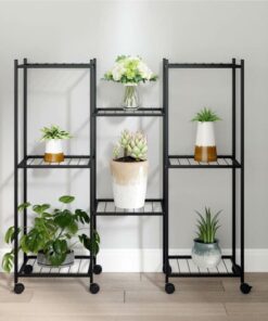 Flower Stand With Wheels 83x25x83.5 Cm Black Iron