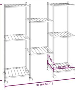 Flower Stand With Wheels 83x25x83.5 Cm Black Iron -Room Flower Stand with Wheels 83x25x83 5 cm Black Iron 516692 5