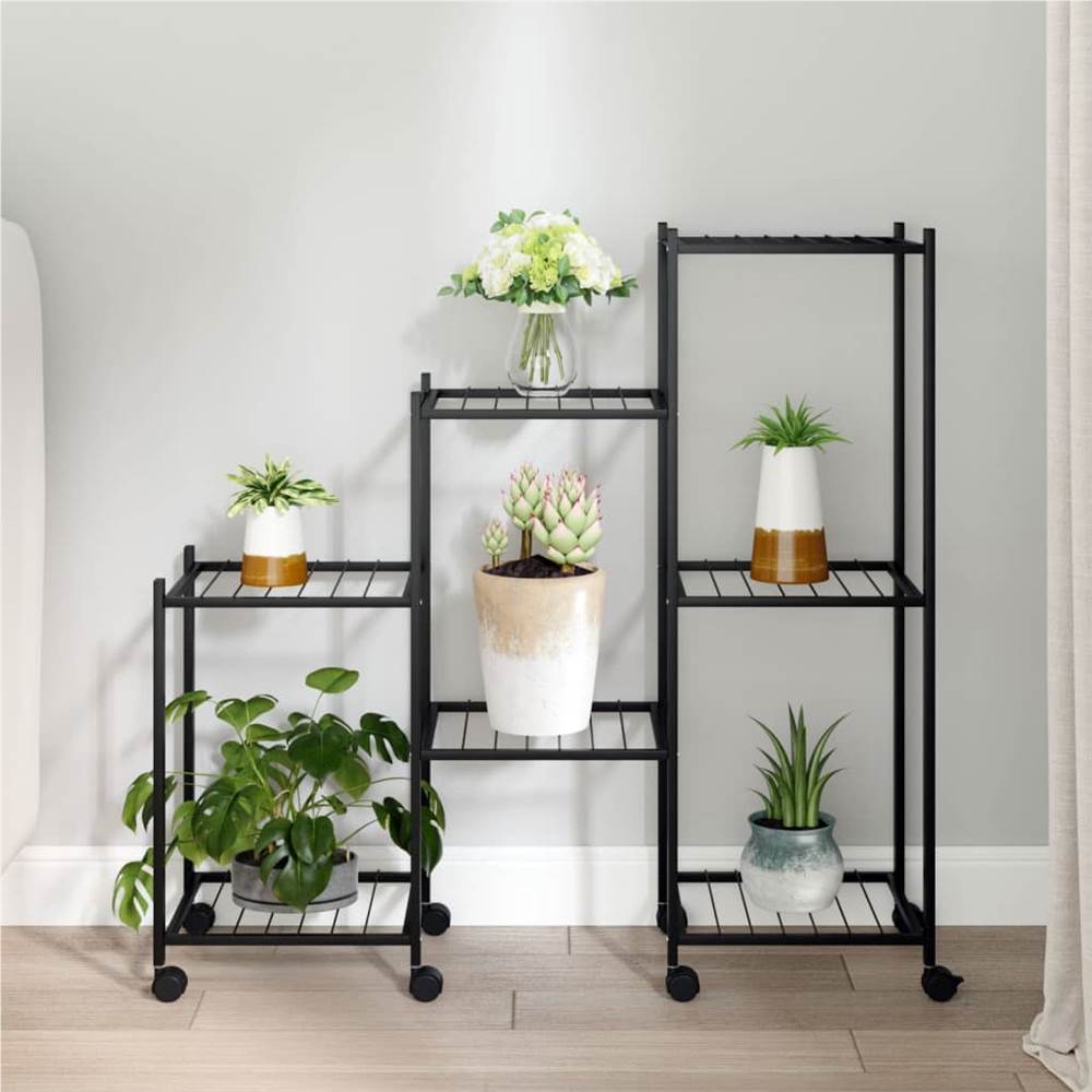 Flower Stand with Wheels 83x25x83.5 cm Black Iron Flower Stand With Wheels 83x25x83.5 Cm Black Iron -Room Flower Stand with Wheels 83x25x83 5 cm Black Iron 516740 0