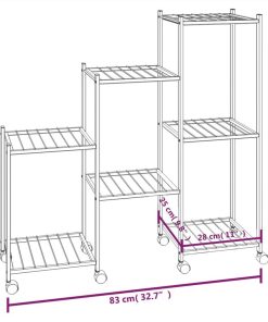 Flower Stand With Wheels 83x25x83.5 Cm Black Iron 7 Flower Stand With Wheels 83x25x83.5 Cm Black Iron -Room Flower Stand with Wheels 83x25x83 5 cm Black Iron 516740 5