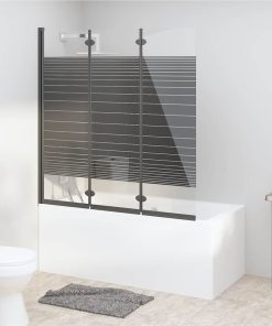 Foldable Shower Enclosure 3 Panels 130x130 Cm ESG Black
