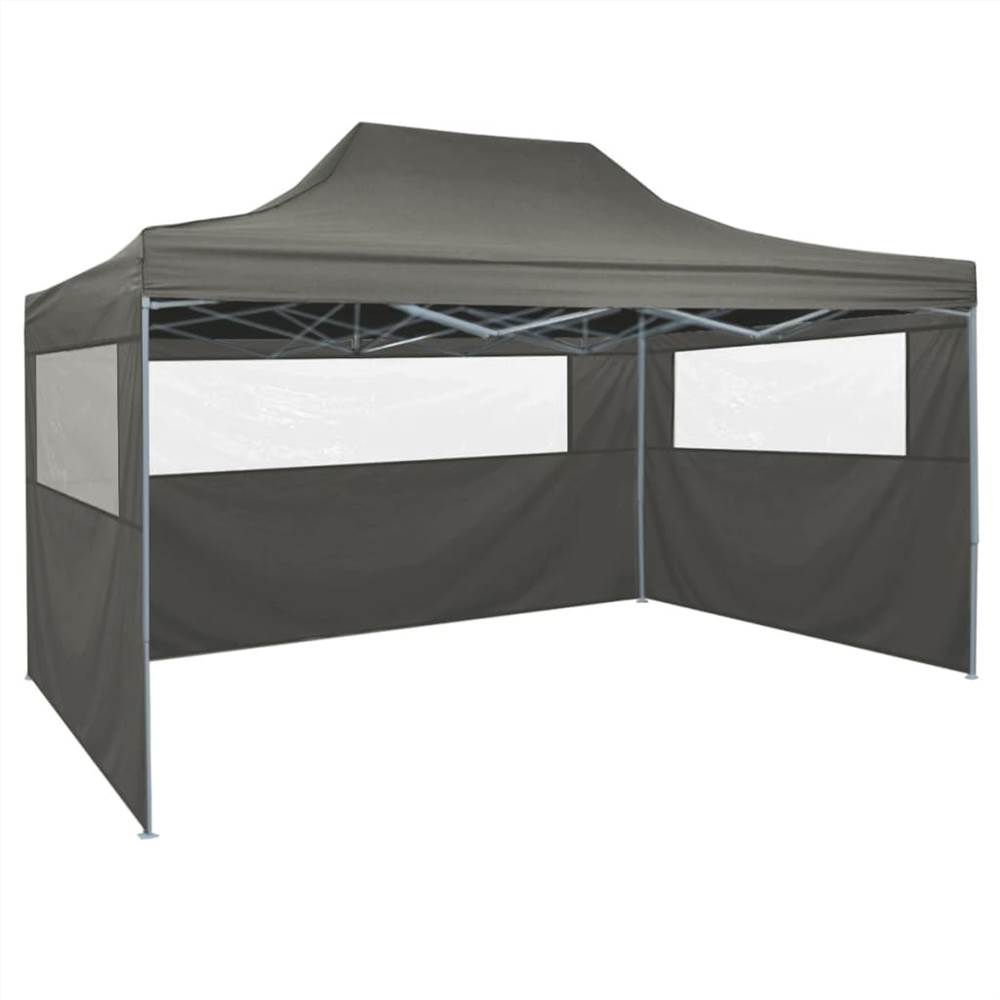 Foldable Tent Pop-Up with 4 Side Walls 3x4.5 m Anthracite Foldable Tent Pop-Up With 4 Side Walls 3x4.5 M Anthracite -Room Foldable Tent Pop Up with 4 Side Walls 3x4 5 m Anthracite 494111 5