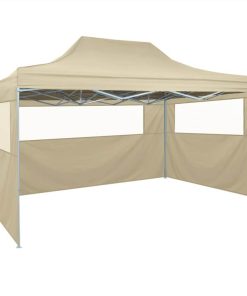Foldable Tent Pop-Up With 4 Side Walls 3x4.5 M Cream White 4 Foldable Tent Pop-Up With 4 Side Walls 3x4.5 M Cream White -Room Foldable Tent Pop Up with 4 Side Walls 3x4 5 m Cream White 486057 2
