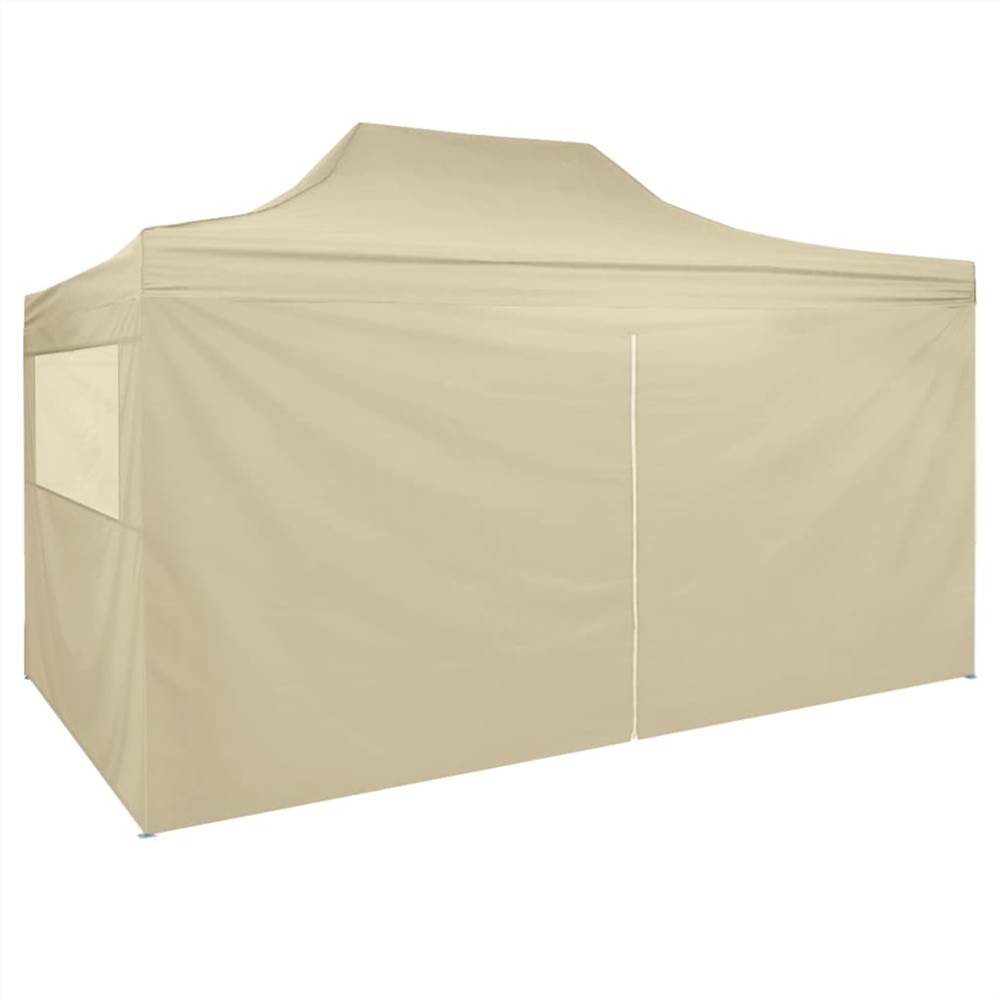 Foldable Tent Pop-Up with 4 Side Walls 3x4.5 m Cream White Foldable Tent Pop-Up With 4 Side Walls 3x4.5 M Cream White -Room Foldable Tent Pop Up with 4 Side Walls 3x4 5 m Cream White 486057 4