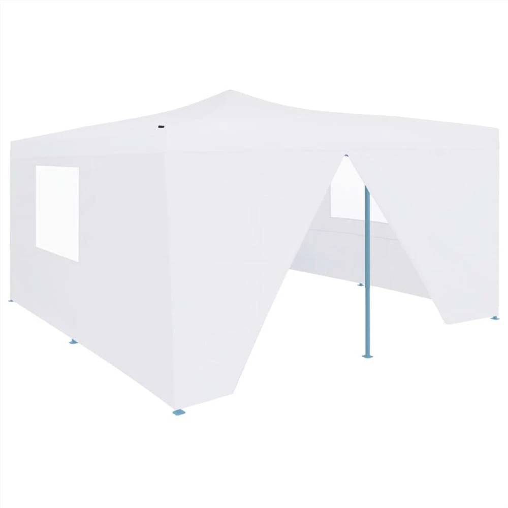 Folding Gazebo With 4 Sidewalls 5x5 M White - Image 2